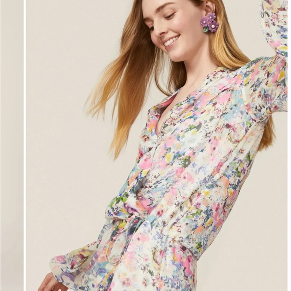 Rococo Sand Floral Wrap Mini Dress - Picture 5 of 6